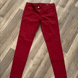 Red straight cut jeans